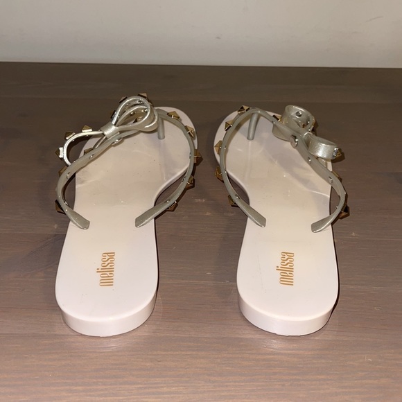 Melissa Gold Studded Cream and Silver Jelly Sandals - Women’s Size 10 - Picture 5 of 6